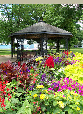 flowers and gazebo
